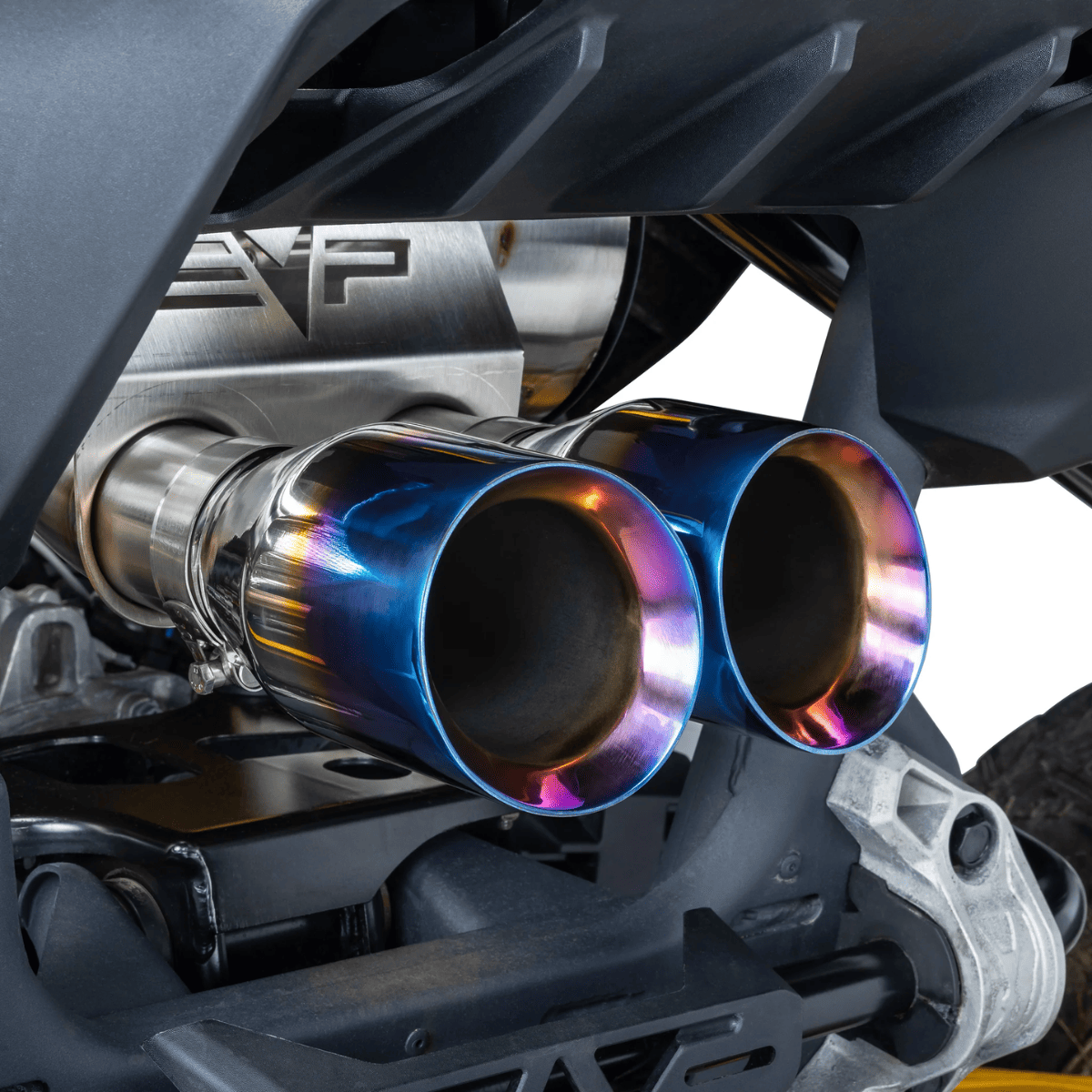 Silenciadores racing dynamic doble salida Maverick R (puntas azules)